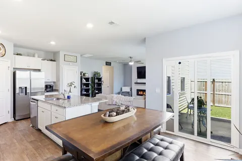Dining area with a sliding glass door to the back patio