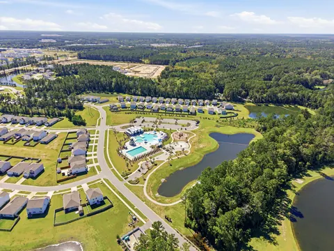 Aerial of the Pine Hills amenity center and pool