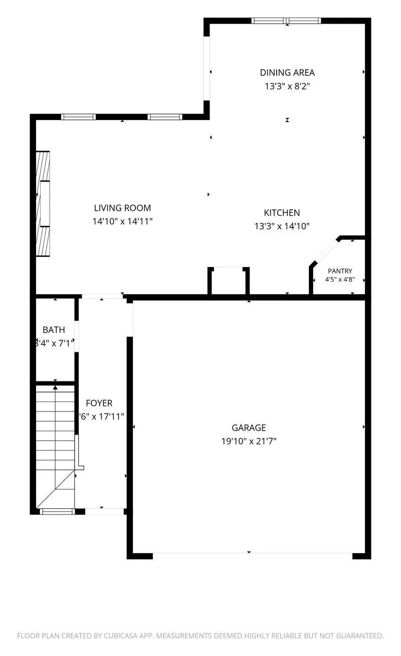 First floor plan: foyer, half bath, living room, kitchen, dining area, pantry, and 2-car garage